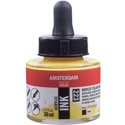 Flacon encre acrylique Acrylic Ink Amsterdam 30ml jaune de naples foncé geel