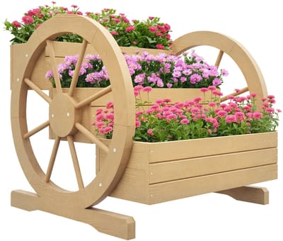 Outsunny Plantenbak-dennenhout-62L x 61B x 57H cm-naturel hout