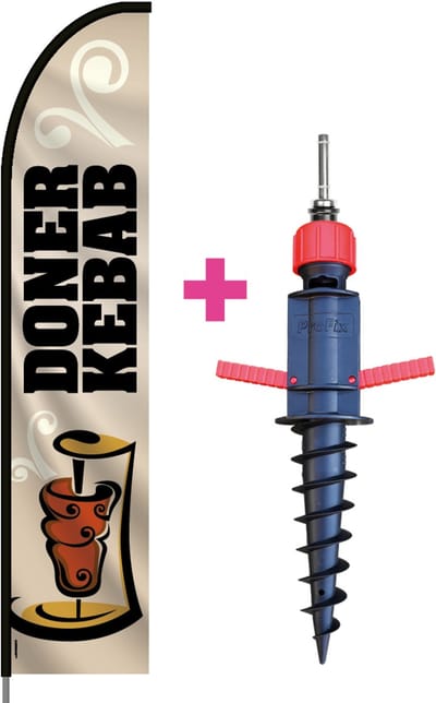 Beachflag - Döner Kebab #1 - Vlag + Grondboor + Rotator + Hengelsysteem + Draagtas - Actievlag.nl