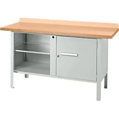 Box-type werkbank Schäfer Shop Select PWi 150-1, beuken multiplex blad, tot 750 kg, B 1500 x D 700 x H 840 mm, lichtgrijs