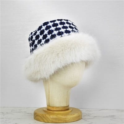 Chapeaux, chapeaux de pêcheur d'hiver pour femmes, chapeaux de bassin en peluche rétro tridimensionnels universels épaissis, résistants au froid one size white