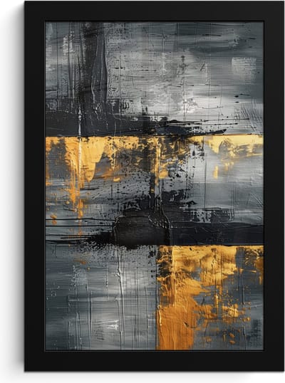 Poster in lijst - Fotolijst 20x30 cm - Posters - Modern - Goud - Grijs - Patroon - Posterlijst zwart - Decoratie - Wanddecoratie woonkamer - Muurdecoratie slaapkamer