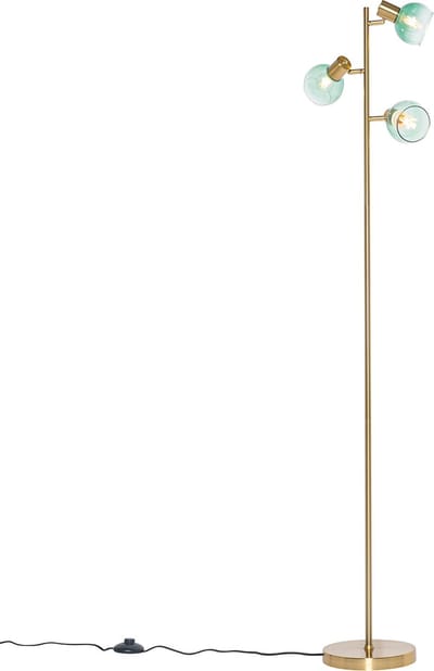 QAZQA vidro - Art Deco Vloerlamp | Staande Lamp - 3 lichts - H 150 cm - Groen - Woonkamer | Slaapkamer | Keuken