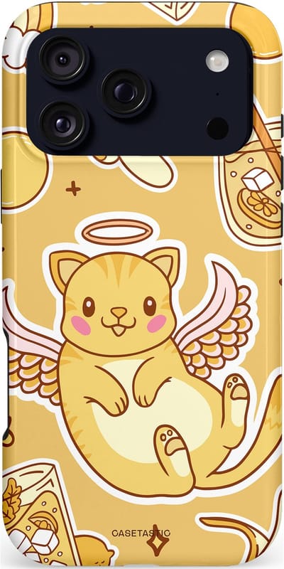 Casetastic hoesje geschikt voor Apple iPhone 17 Pro Max - MagSafe - Dubbellaagse bescherming - Poezenvleugels - Fashion Case - Goud Beige Perzik