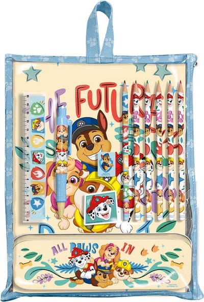 Paw Patrol Schrijfwarenset met metalen Etui, potloden, pen en meer - Cadeauverpakking