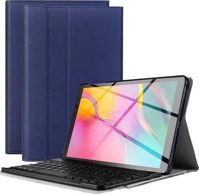 Hoes - Geschikt voor Samsung Galaxy Tab A 10.1 (2019) - Toetsenbord Case - Keyboard Book Cover - Hoesje - Donkerblauw