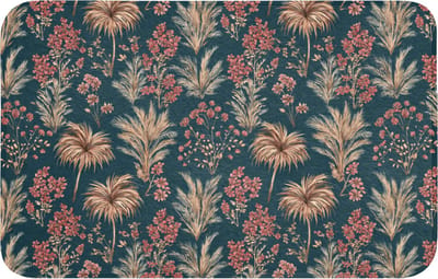 WC mat 80x50 cm - Antislip - Botanisch - Patroon - Blauw - Toiletmat - Vloermat - Douchemat - Toilet tapijt - Toiletmatten