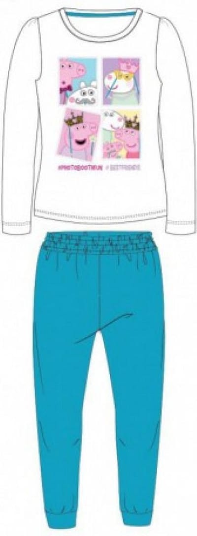 Peppa Pig Pyjama - Wit met blauw - Maat 116 - Meisjespyjama