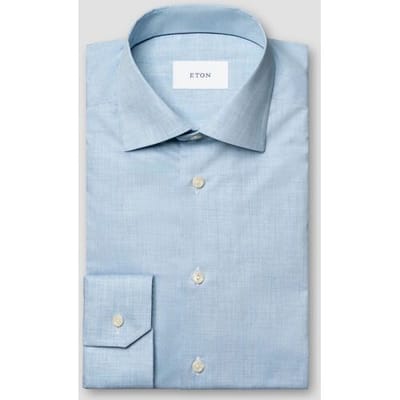 Eton Overhemd Albini Organic Cotton Mélange Yarn Fine Twill Licht Blauw / male