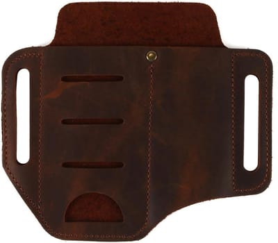 Ronte - Leren Holster met Riemlus en Molle Tactische Tas voor Zaklamp Multitool Pen - Compacte Uitrusting voor Outdoor Gebruik - Bruin