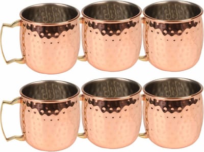 Urban Living Moscow Mule glas/beker - 6x - RVS metaal - koperkleurig - 500 ml - luxe cocktailglazen