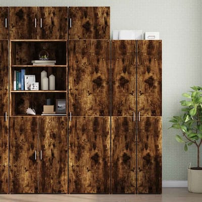 vidaXL - Opbergkast - smal - 50x42,5x225 - cm - bewerkt - hout - gerookt - eikenkleur