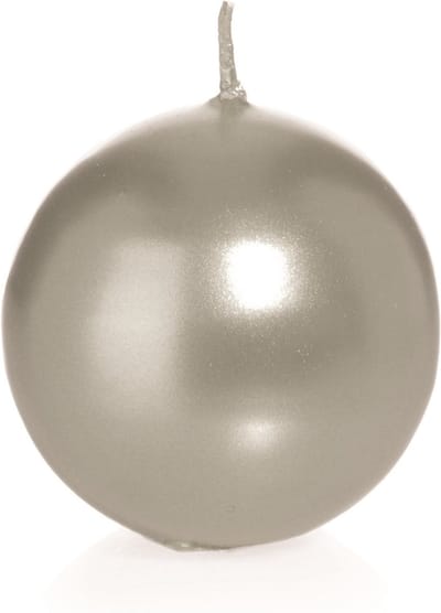 Trend Candles Bolkaars glad - zilver - 8 cm - 25 branduren - ronde kaarsen