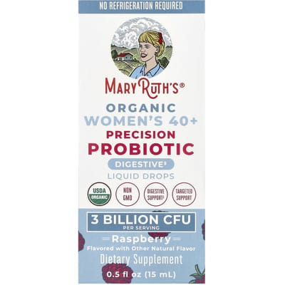 MaryRuth's, Probiotique de Précision pour Femmes 40+, Gouttes Liquides, Framboise, 3 Milliards d'UFC, 0,5 fl oz (15 ml)