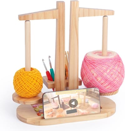 Magnetische Dubbele Garenhouder van Hout voor Breien en Haken, Grote Garenbalhouder, Ideaal Cadeau voor Brei- en Haakliefhebbers
