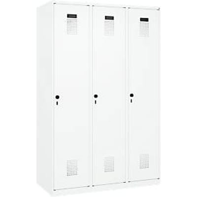 C+P Evolo Plus garderobekast, 3 vakken, 400 mm breed, draaigrendel, soft-close, B 1.200 x D 500 x H 1.850 m, verkeerswit/verkeerswit