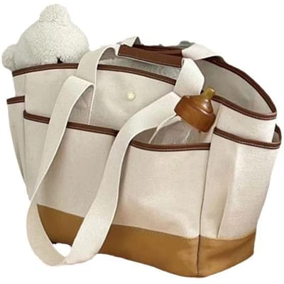 Mama Tas Grote Capaciteit Casual en Veelzijdig Crossbody Moeder en Baby Tas met Lichtgewicht Canvas Mama Tas wit