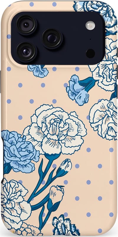 Casetastic hoesje geschikt voor Apple iPhone 17 Pro Max - MagSafe - Dubbellaagse bescherming - Anjer elegantie - Fashion Case - Zand Lichtblauw