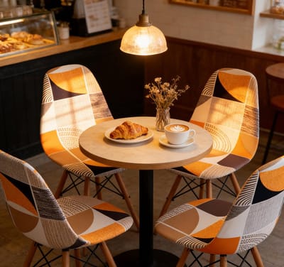 Stoelhoezen met rugleuning, 4 stuks met moderne print, keukenstoelhoes met hoge elasticiteit, bedrukt, elastisch, voor banketten, feestjes en decoratie thuis (Geo Mosaic)