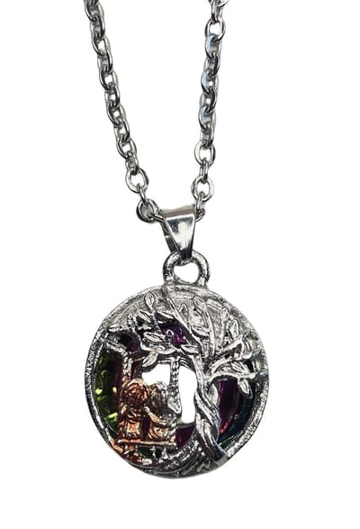 Bijoux by Ive - Ketting met hanger - Levensboom met 2 schommelende meisjes / zussen