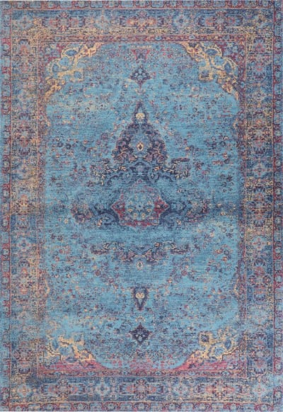 KANSU - Laagpolig vloerkleed - Blauw - 160 x 230 cm - Katoen