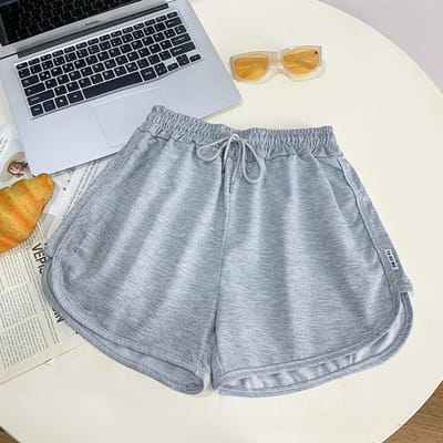 Shorts voor Dames in de Zomer Koreaanse Stijl Losse Taille Kant Effen Kleur Hoge Taille Sport Slimmende Broek 5XL gray
