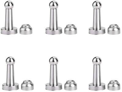 6-stuks magnetische deurstopper - Modern deurdesign - Wandgemonteerde deurstopper - Robuuste magnetische deurstopper voor op de vloer - Geschikt voor thuis, keuken, slaapkamer, woonkamer, badkamer en kantoor - Zilver