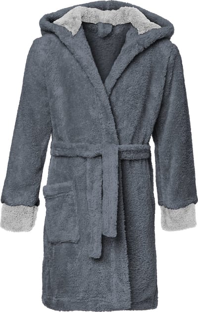 Timone Kinderen Badjas met Capuchon - Wasmachine bestendig - Polyester - TI-Kids - Grafiet/Grijs (615/719) - 110-116