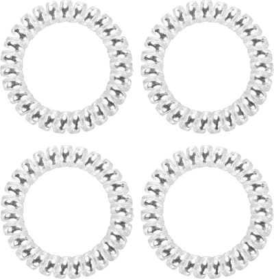 Fako Fashion - Haarelastiek - Telefoonkabel - Metallic - Zilver - 55mm - 4 Stuks