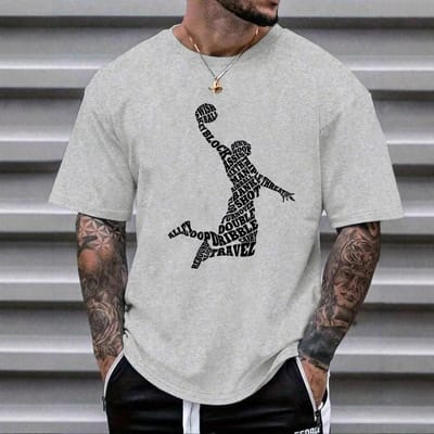 Street Slam Dunk Print T-shirt Heren Dames T-shirt met korte mouwen Katoenen T-shirt 3XL grijs