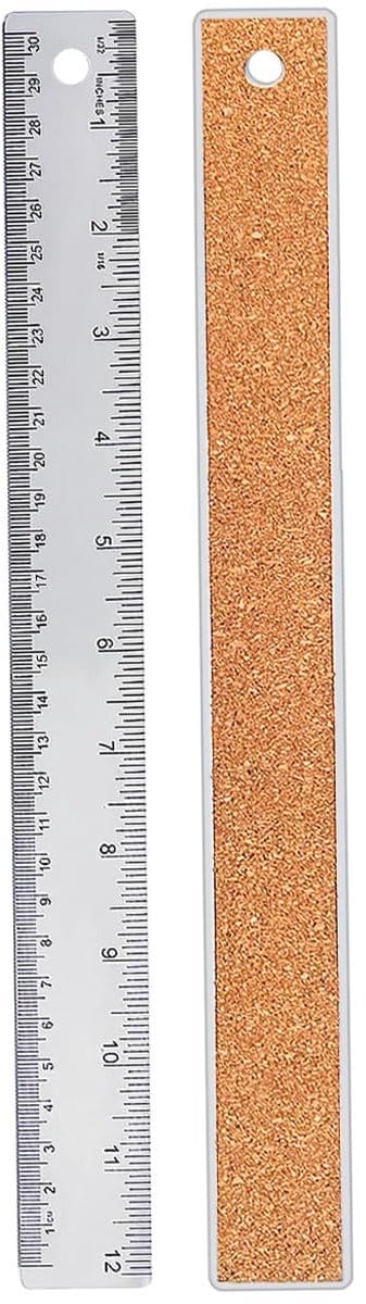 12 Inch Metalen Liniaal Roestvrij Staal met Antislip Kurken Achterkant