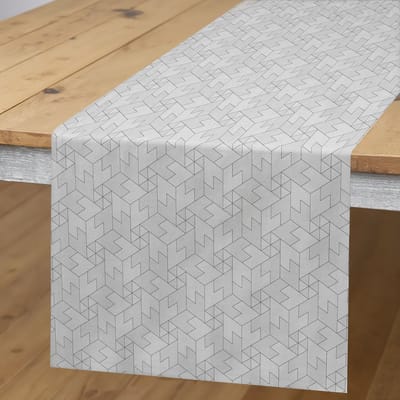 ABAKUHAUS Tafelloper – 40×300 cm – Bleekgrijs & Parel – Polyester