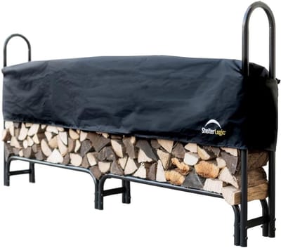 Grote Houtopslag Standaard met Cover - Weerbestendig Brandhoutrek 244 cm