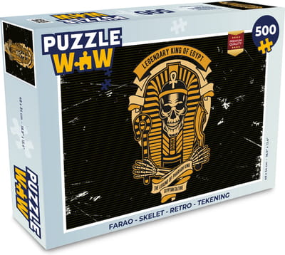 Puzzel Farao - Skelet - Retro - Tekening - Legpuzzel - Puzzel 500 stukjes
