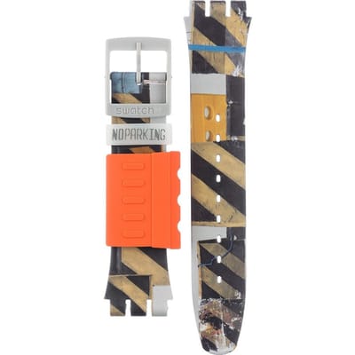 Swatch Plastic - Originals Large (41mm) SUO/SO29/SO32 ASO32Z100 Crossing over Yellow and Black Lines Horlogeband