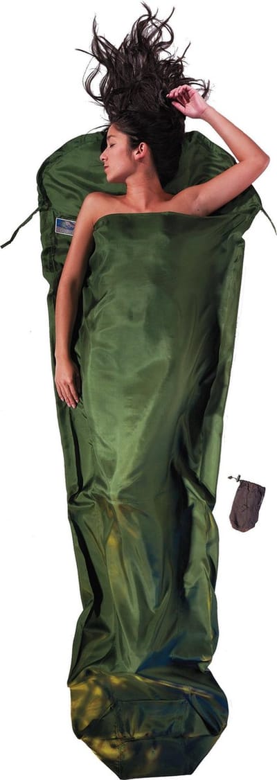 Cocoon Mummy Liner, 100% Silk (Maat - 241 x 90/56 cm, Kleur - Dark olive)