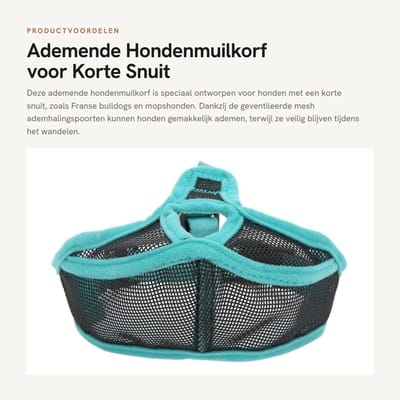 Dailygoods- Hondenmuilkorf Ademend - Verstelbare Snuit - Anti-bijtend - Comfortabel - Geventileerde Mesh - Geschikt voor Franse Bulldog en Mopshond