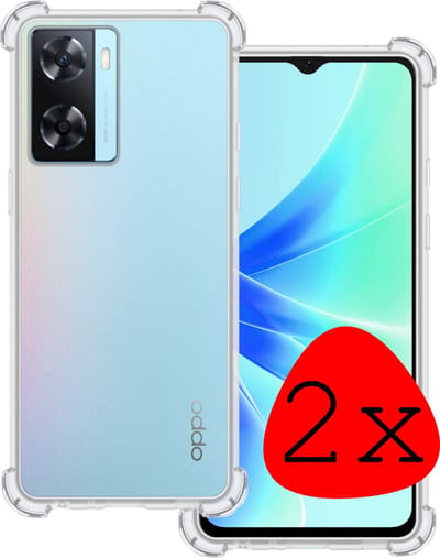 Hoesje 2 Stuks - Geschikt voor OPPO A57s - Sterk & Shockproof - Siliconen Case - Back Cover - Telefoon Hoes Shock Proof - Transparant