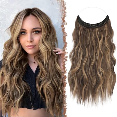 Onzichtbare Haarverlenging met Draad Golvend Lang Synthetisch Haarstuk 50 cm - Eenvoudige Clip-In Opties