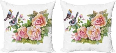 ABAKUHAUS Kussenhoes – Lente 2x40x40 cm – Dubbelzijdig digitaal bedrukt, Wilde Vogels