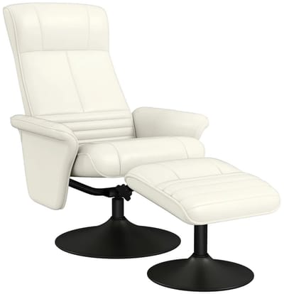 Relaxfauteuil met Voetenbank - 360° Draaibaar - Kantelbaar tot 135° - Verstelbare Rugleuning - tot 150 kg - Relaxstoel - TV Stoel - Loungestoel - Leesstoel - Crèmewit