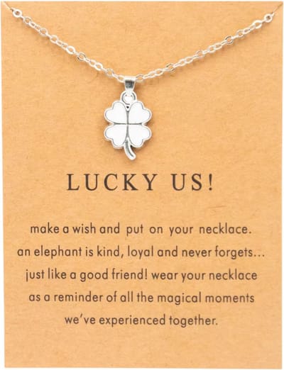 Gouden Ketting voor Dames met Klaver Hanger – Elegante Goudkleurige Gelukshanger, Fashion Sieraad voor Vrouwen en Meisjes - Wit