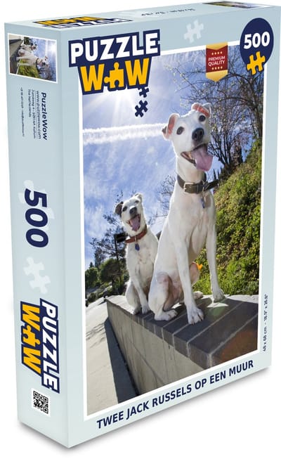 Puzzel Twee Jack Russel honden op een muur - Legpuzzel - Puzzel 500 stukjes