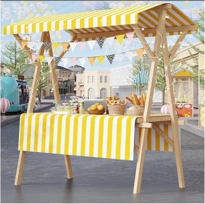Houten Marktkraam - Mobiele Verkoopunit - Buiten Evenementen - Opvouwbaar Met Dak - 120/150cm Breed - Aanpasbaar