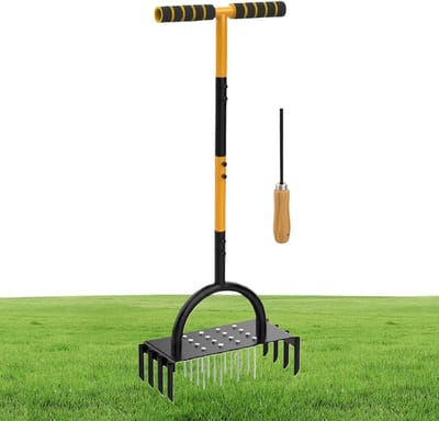 Gazonbeluchter Handgereedschap - Bodemverluchter Tuin - Bodemverbetering Gazon - Ergonomisch T-Handvat - 98 x 25 x 12 cm - Zwart