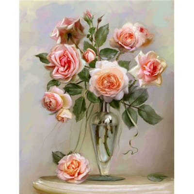 5D diamant peinture pivoine fleurs Vase point de croix Kits strass diamants broderie 20X30CM brown