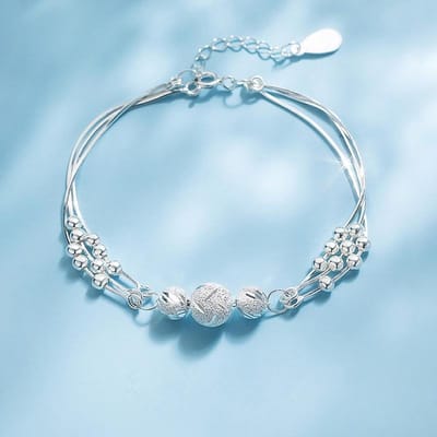 925 Sterling Zilver Rond Kralen Bedelarmband & Armband Voor Vrouwen Meisjes Feest Boheemse Mode Sieraden SL279 gray