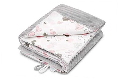 Ultrazachte babydeken 75 x 100 cm – Knuffeldeken van pluche en katoen, ideaal voor de kinderwagen en als speelmat