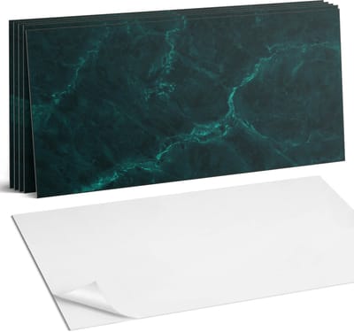 Coloray Plaktegels - Geaderd marmerpatroon Wandtegel Zelfklevend - 60 cm x 30 cm - Groente Plaktegels - 6 stuks - Rechthoek PVC Tegels - Plaktegels Keuken - Zelfklevende Vloertegels Badkamer - Vinyl Tegels - Zelfklevende Wandtegels