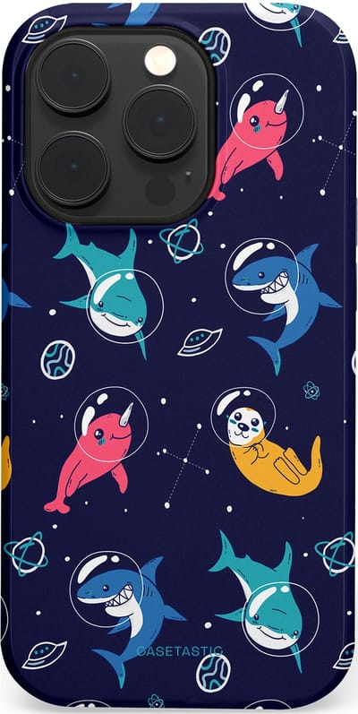 Casetastic Hoesje Geschikt voor Apple iPhone 14 Pro Magsafe - Stijlvolle Beschermende Duo-layer Case - Ruimte Oceaan Blauw